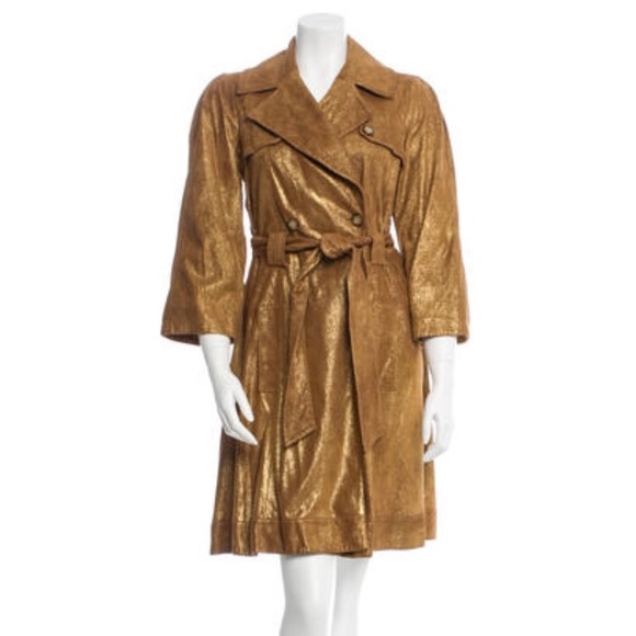 OSFM Diane Von Furstenberg 1970s Tan Trench Coat